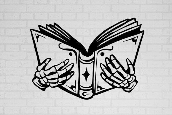Book with Skull SVG, Floral Skull Stencil