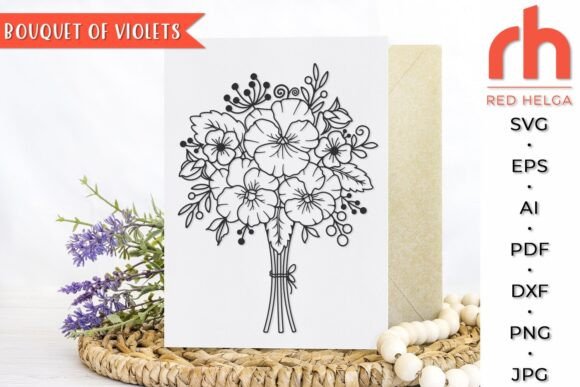 Bouquet of Violets SVG, Floral Bunch DXF
