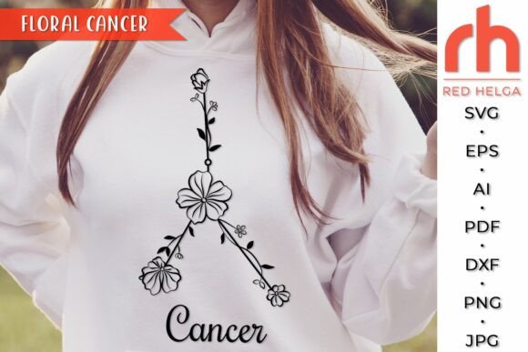 Floral Cancer SVG, Flower Zodiac DXF