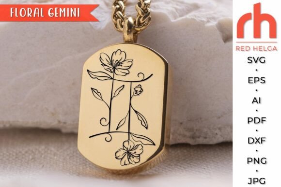 Floral Gemini SVG, Flower Zodiac DXF