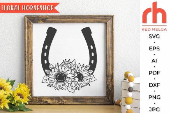 Floral Horseshoe SVG, Flower Talisman