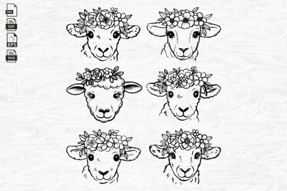 Floral Lamb SVG Bundle, Sheep, Easter