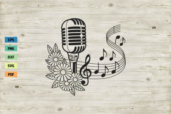 Floral Microphone SVG for Embroidery Projects
