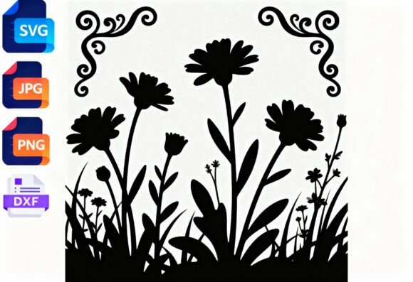 Floral Silhouette SVG Cut File Daisy