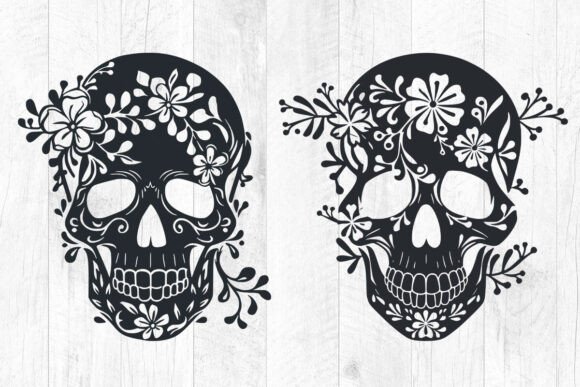 Floral Skull Svg, Skull with Flowers