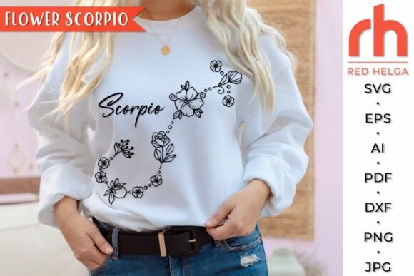 Flower Scorpio SVG, Floral Zodiac Design