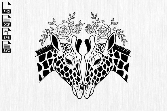 Giraffe with Flowers Svg, Giraffe Clipart
