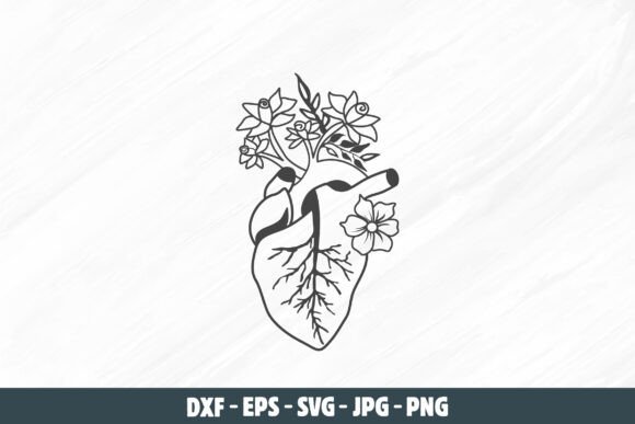 Heart Anatomy Svg, Floral Heart Anatomy