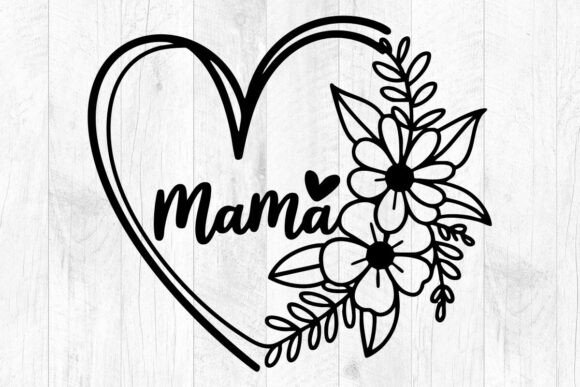 Mama Flower Heart Svg for Mother's Day