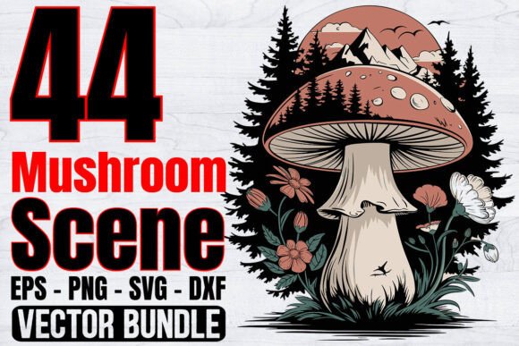 Mushroom Scene Svg Bundle