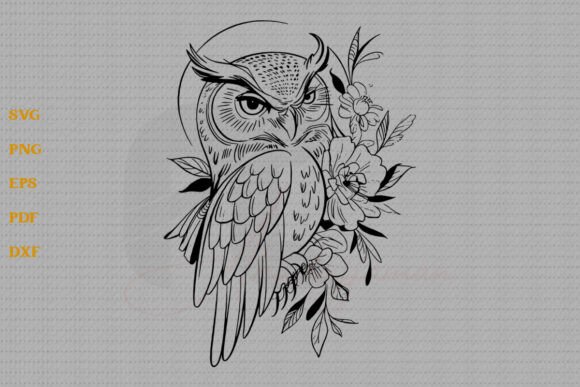 Owl with Flowers SVG Cute Owl SVG Vector