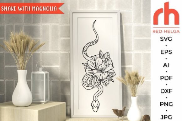 SNAKE WITH MAGNOLIA SVG, FLORAL ANIMAL