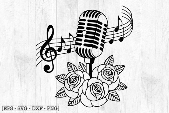 VINTAGE Floral MICROPHONE in SVG