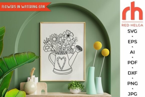Watering Can SVG, Bouquet of Flowers DXF